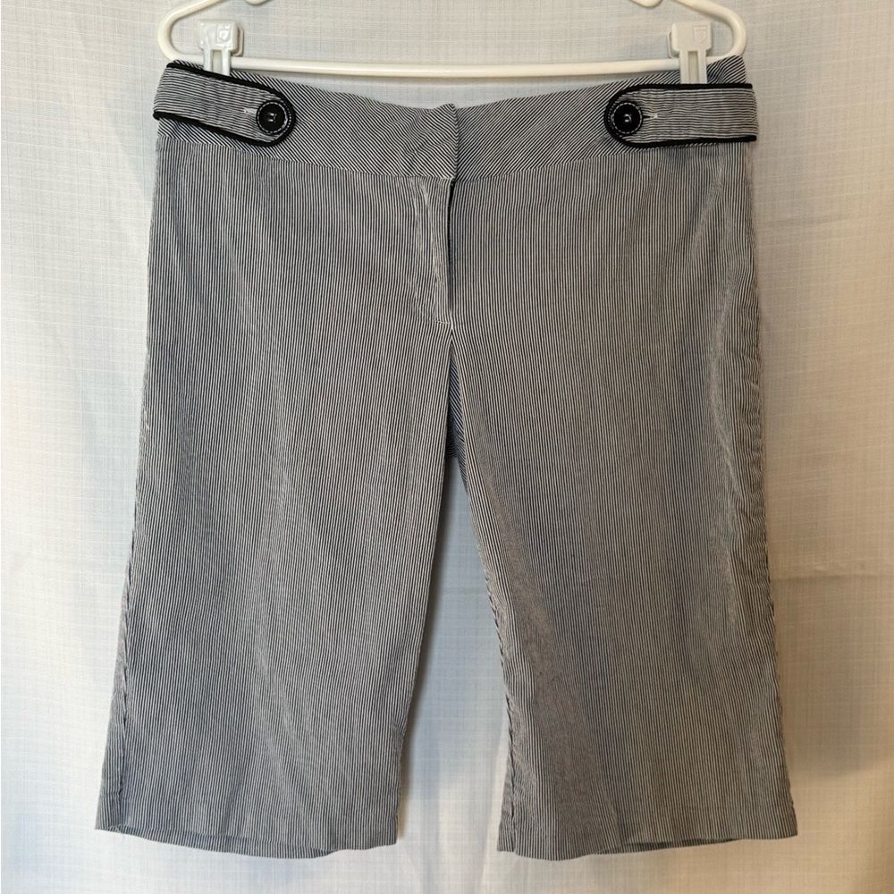 Vintage Candie’s Black White Striped Bermuda Shorts with Button Detail 13